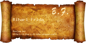 Bihari Frida névjegykártya
